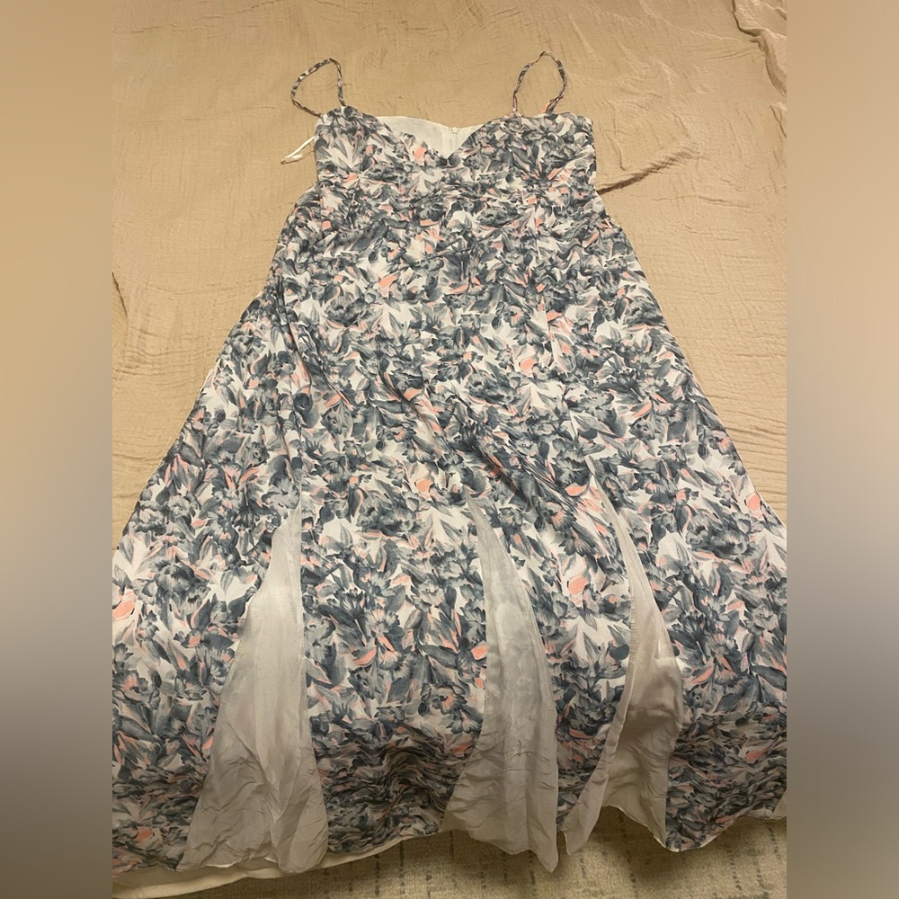Very pretty airy spaghetti strap dress with fun sheer panels